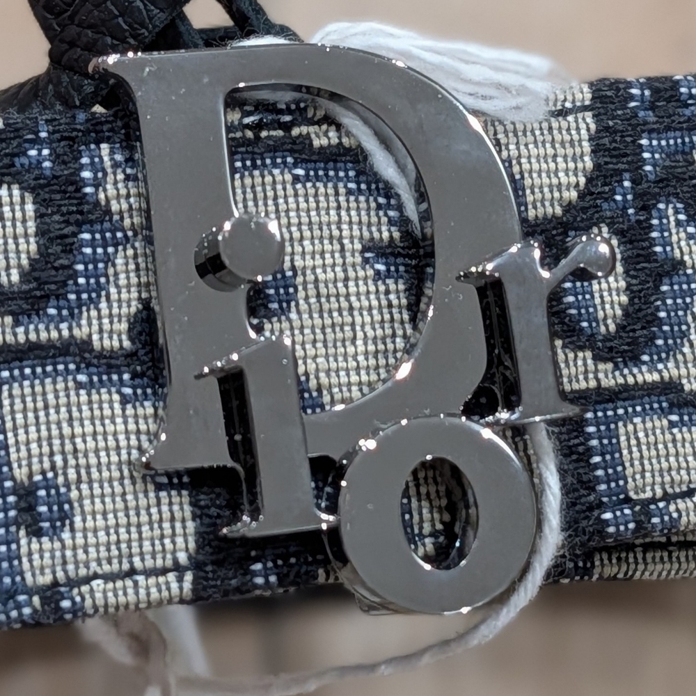 $710 Christian Dior Monogram Logo Textile/Leather Belt 115 US 46 - Picture 3 of 4